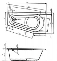 ����� ��������� RIHO DELTA 150�80 L ��� ������������, ������������� ����� (��������� � ������ ����)