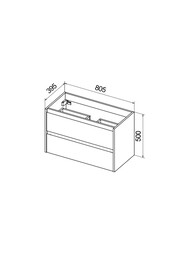 Чертёж Тумба под раковину BelBagno KRAFT 39 (805х390х515) подвесная, Bianco Opaco 39-800/390-2C-SO-BO