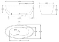 Ванна акриловая BelBagno BB69-1700-W0 1700х820х600 отдельностоящая, без перелива, д/к, белый