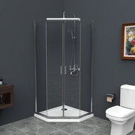 Душевой уголок BelBagno Uno (900х900х1950) UNO-195-P-2-90-C-Cr пятиугольный,стекло прозр/проф.хром