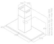 ������� ELICA Thin Island IX/A/120 LED, 1200�570 ��, 1200 �3/�, 284 ��, ����. ����� PRF0144973