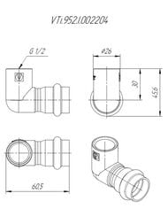 ����� �������� VALTEC 22�1/2"�, 90� ����. �����, VTi.952.I.002204
