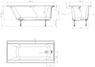 Ванна пристенная Astra-Form Нью-Форм 01010007 (1500х700х655) иск. камень,ножки в комплекте,белый