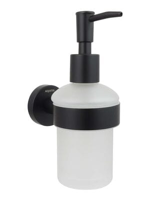 Дозатор для жидкого мыла Aquatek Вега AQ4005MB подвесной, стекло матовое, латунь, черный матовый