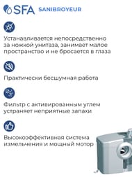 Насос SFA SANIBROYEUR 330х163х263 для унитаза с горизонтальным выходом