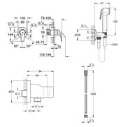 Комплект гигиенического душа Grohe BauCurve 123072 смеситель, лейка, шланг, держатель (26506)