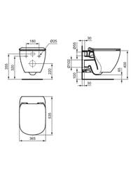 Унитаз подвесной Ideal Standard IdealMood 535х365 без ободка, сиденье микролифт, белый мат. T4665V1