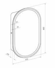 Зеркало-шкаф Континент Elmage 450х800х150 подсветка, розетка, датчик движ., черный Soft touch