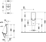 Писсуар DURAVIT STARCK 3 с внешней подачей воды, вкл. крепление 0826250000