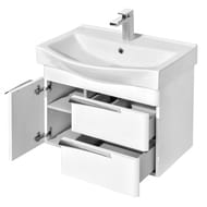 Тумба под раковину AQUATON Беверли 65 1A235301BV010 673x357x519 подвесная, 3 отделения, белый глянец