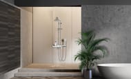 Душевая система Lemark TROPIC LM7007C смеситель ванна/душ, верхний душ, лейка 3 реж, полка, хром/бел