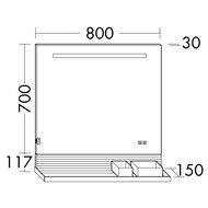 ������� Burgbad Fiumo 800�700�30 LED, USB, ������, �������, �������, ������ ��� ������� SFXP080FOT45