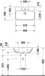 ���������� DURAVIT ME by Starck 600�400 ��������� ��� ���������, ������� 2343600000