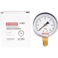 Манометр ROMMER, 0-6 бар, 1/4", D63мм, кл.2.5, боковое подключение (радиальное) RIM-0010-630608