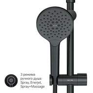 Душевой комплект AM.PM Like F0780222 верх.душ 220мм, руч.душ 120мм 3реж., штанга 1030-1460мм, черн