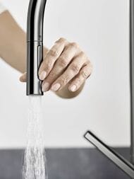 Смеситель Hansgrohe Talis M54 для кухни 210 вытяжной излив, 2jet, sBox черный хром мат. 72801340 — изображение 3