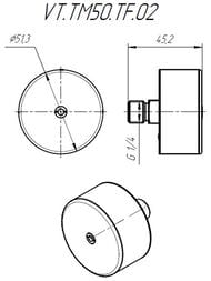 Манометр Valtec, 0-4 бар, 1/4", D50мм, заднее подключение (аксиальное), арт.VT.TM50.TF.02