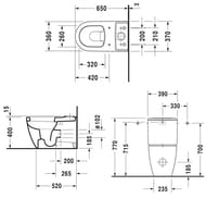 Унитаз-компакт DURAVIT ME by Starck 370х650х770 универсальный сток, подвод снизу 2170090000+0938100005