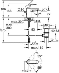Смеситель Grohe EuroSmart Cosmopolitan 3282500E для умывальника однорычажный, со сливным гарнитуром