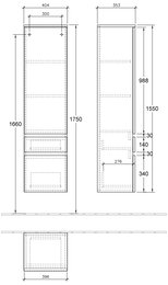 ����� Villeroy & Boch LEGATO (400�350�1550) ���������, ����� �����, Soft Grey B72900VK