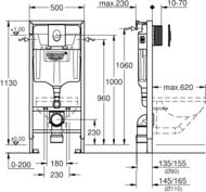 Grohe Rapid SL Инсталляция для подвесного унитаза 3 в 1, с накладной панелью Skate Air 38721001