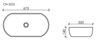 Раковина накладная Ceramicanova Element 675х350х140 овальная, без перелива, цвет: белый CN5022
