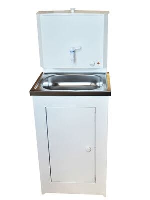 Дачный умывальник ВИХРЬ Комфорт (1260х500х300) с подогревом, бак 14л, нерж.мойка, цвет белый 74/4/6