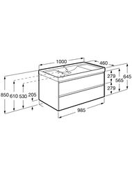 ����� ��� �������� Roca Ona Ivory 1000, 985x450x565 �������� �����, 2 �����, ZRU9308356