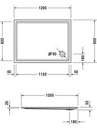������ ��������� Duravit Starck 1200�900 � �������������� ��������� 720122000000001