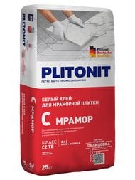 Клей PLITONIT С Мрамор белый для мраморной,мозаичной и стеклянной плитки, 25кг