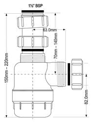 Сифон бутылочный McAlpine (1 1/2"х40мм) укороченный, без выпуска MRSK2-NW