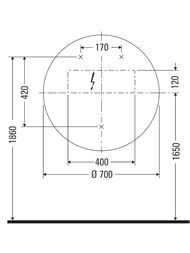 Зеркало Duravit Light and mirror 700х700х34 круглое, с подсветкой, сенсорный выключатель LM786100000
