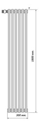 Радиатор Purmo Delta LaserLine 2180 двухтрубчатый (1800х300х63) 6 секций, 990Вт, бок.подкл, белый