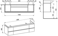 Тумба под умывальник Laufen CASE for Palace 4.0135.4.075.463.1 (1495х375х460) 2 ящика, 2 дверцы, белая матовая