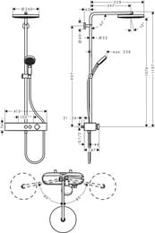 Душевая система Hansgrohe Pulsify 24220000 Showerpipe 260 1jet с термостатом, хром