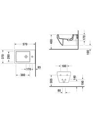 Биде Duravit Vero Air 370х570 подвесное с переливом и плоскостью под смеситель 2274150000 — изображение 3
