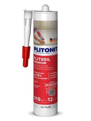 Герметик PLITONIT PLITOSIL Premium высокоэласт.санит.кислотного отверждения, белый 310 мл