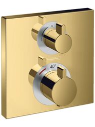 Смеситель Hansgrohe Ecostat Square встраиваемый, термостат, 2 потребителя, полир золото 15714990 — миниатюра 1
