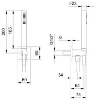 ������� ����� Fantini AK/25 �����, ����� 150��,  ���������, �������� PVD Matt Gun Metall 86P58116