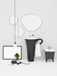 Раковина отдельностоящая ArtCeram Cup 690х500х850  в форме чашки, цвет: черно-белый OSL004 01 50