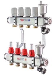 Уценка! Коллекторная группа VALTEC  4 выхода, 1"х3/4" с расходомерами, нерж. сталь VTc.586.EMNX.0604 - уценка. — миниатюра 1