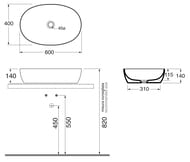 ���������� Azzurra Elegance (600�400�140) ���������, �/���.��� ����. � ��������, ���. ELLA060400C0BI