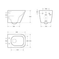 Унитаз подвесной BelBagno DUE 350x480x363 безободковый, сиденье soft close, цвет: белый BB3103CHR/SC