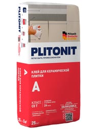 Клей цементный PLITONIT А для керам.плитки для внутр.работ С0 Т, ГОСТ Р 56387, 25 кг