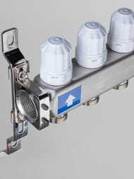 Коллекторная группа VALTEC  3 выхода, 1"х3/4" с расходомерами, нержавеющая сталь VTc.579.EMNX.0603