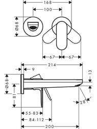 Смеситель для раковины Hansgrohe Rebris S 72528670 однозахватный, настенный, матовый черный — изображение 2