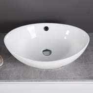 Раковина накладная BelBagno (600х370х190) овальная, без отверстия под смеситель, белая BB1087