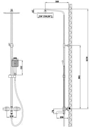 Душевая система ESKO STT5054 BL термостат, каскадный излив, верхний /ручной душ, черный матовый