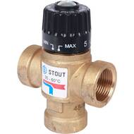 Термостатический смес. клапан STOUT для систем отопления и ГВС 3/4" ВР 35-60°С KV 1,6 м3/ч