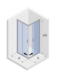Уценка!Уголок душевой RIHO HAMAR 2.0 (900х900х2000) с поддоном, раздв. двери, хром/стекло прозрачное